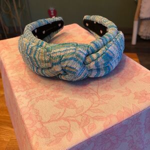 Lele Sadoughi Womens Striped Knit Veronica Bow Knot Headband Blue Green One Size